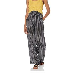 Billabong New Waves Striped Pants Black & White High Rise Elastic Waist Casual